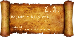 Bojtár Nikolett névjegykártya